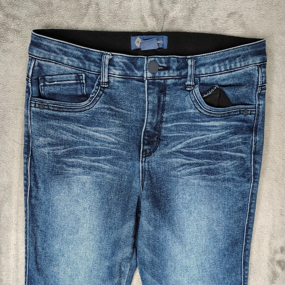 Democracy Jeans Womens 10 Blue Flare Leg AB Solution Medium Wash Stretch Denim‎